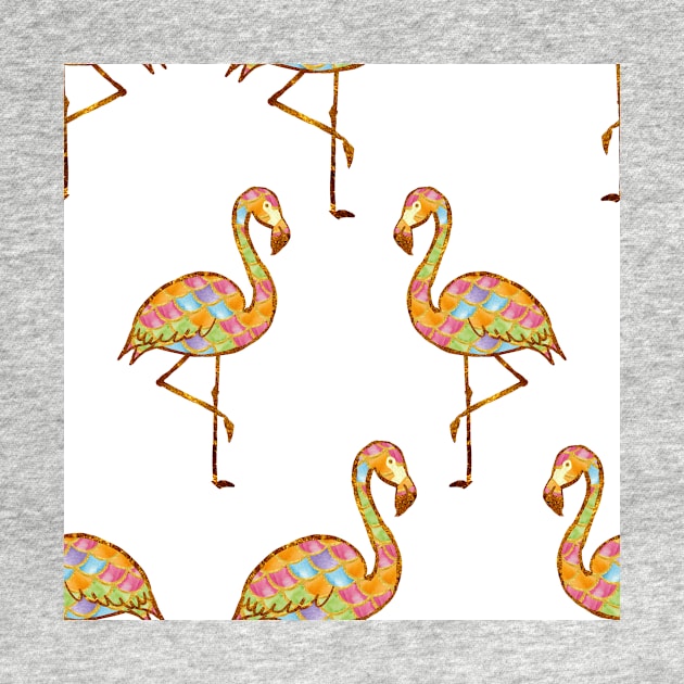 colorful, flamingo, glitter, gold, summer, pattern, funny, sunny by ArtInPi